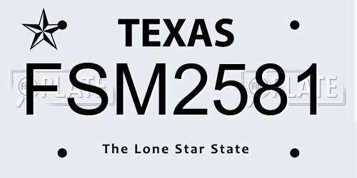 FSM2581 Texas License Plate