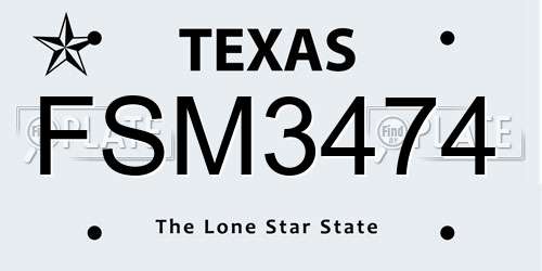 FSM3474 Texas License Plate