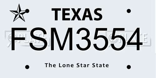 FSM3554 Texas License Plate