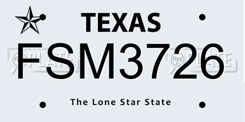 FSM3726 Texas License Plate