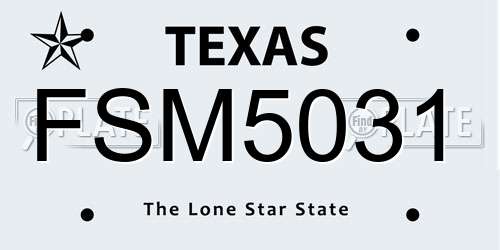 FSM5031 Texas License Plate