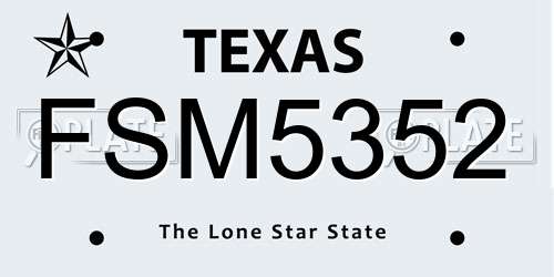 FSM5352 Texas License Plate