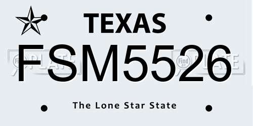 FSM5526 Texas License Plate