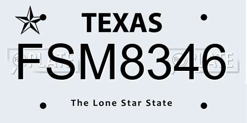 FSM8346 Texas License Plate
