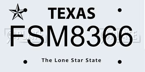 FSM8366 Texas License Plate
