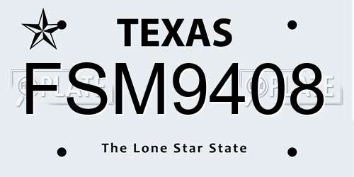 FSM9408 Texas License Plate