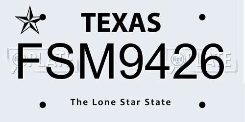FSM9426 Texas License Plate