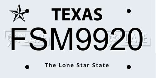 FSM9920 Texas License Plate