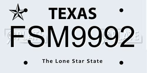 FSM9992 Texas License Plate