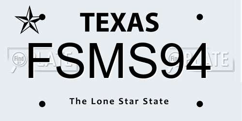FSMS94 Texas License Plate