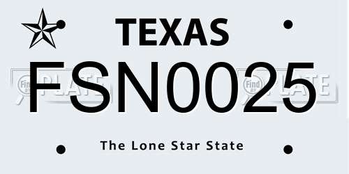 FSN0025 Texas License Plate