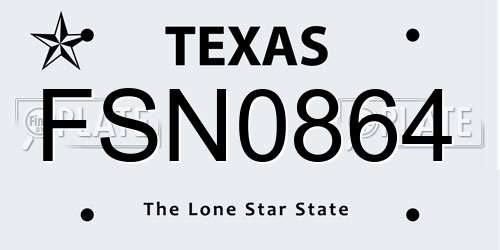 FSN0864 Texas License Plate