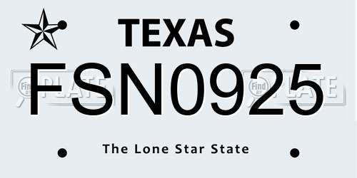 FSN0925 Texas License Plate
