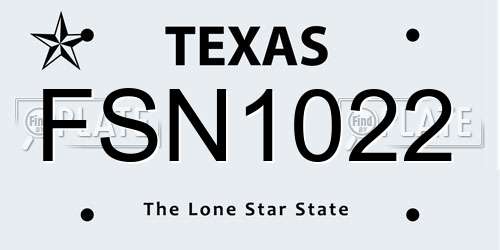 FSN1022 Texas License Plate