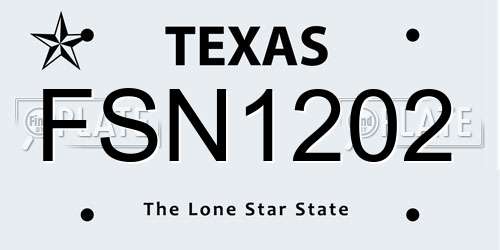 FSN1202 Texas License Plate