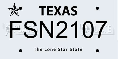 FSN2107 Texas License Plate