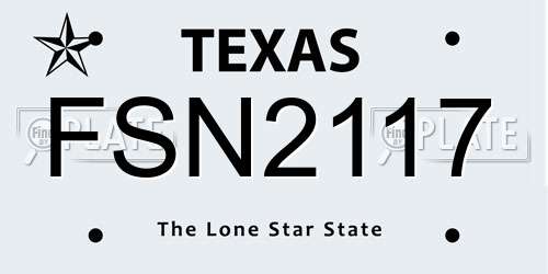 FSN2117 Texas License Plate