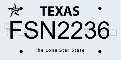 FSN2236 Texas License Plate