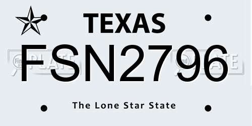 FSN2796 Texas License Plate