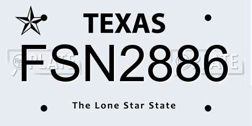 FSN2886 Texas License Plate