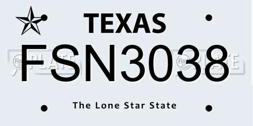 FSN3038 Texas License Plate