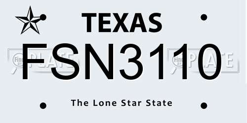 FSN3110 Texas License Plate