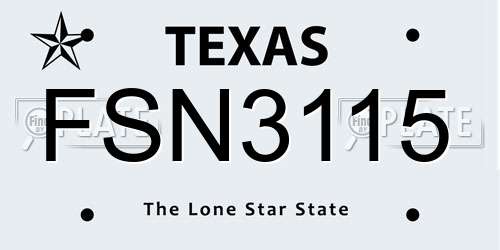 FSN3115 Texas License Plate