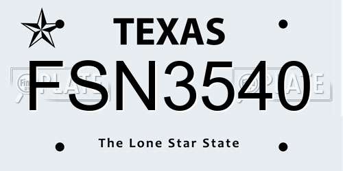 FSN3540 Texas License Plate