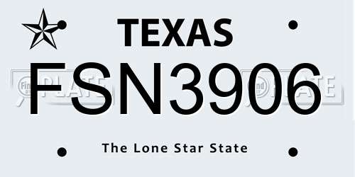 FSN3906 Texas License Plate