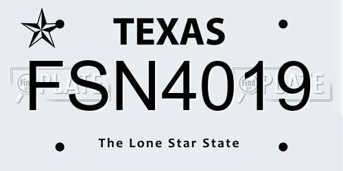 FSN4019 Texas License Plate