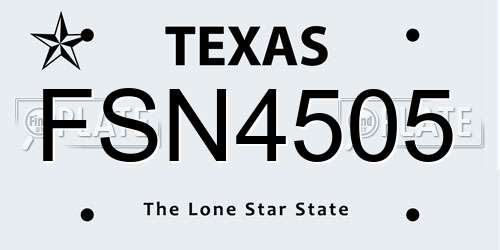 FSN4505 Texas License Plate