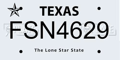 FSN4629 Texas License Plate