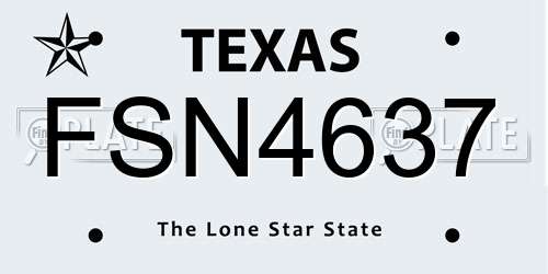 FSN4637 Texas License Plate