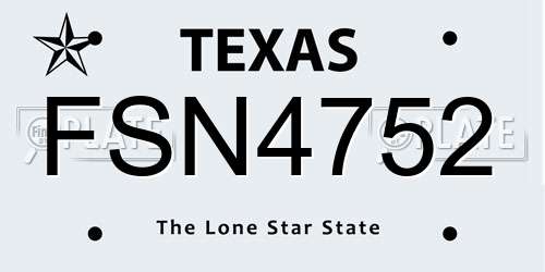 FSN4752 Texas License Plate