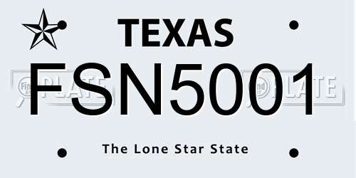 FSN5001 Texas License Plate