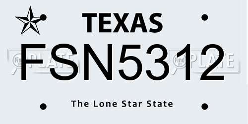 FSN5312 Texas License Plate