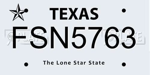 FSN5763 Texas License Plate