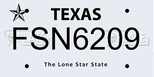 FSN6209 Texas License Plate