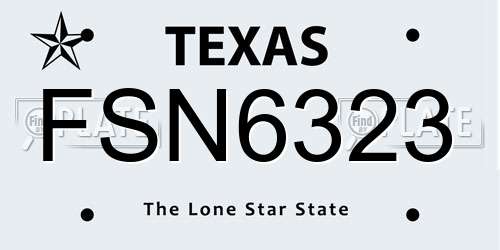 FSN6323 Texas License Plate