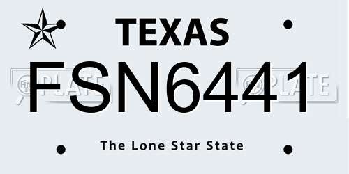 FSN6441 Texas License Plate