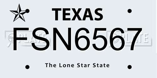 FSN6567 Texas License Plate