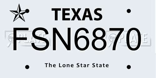 FSN6870 Texas License Plate