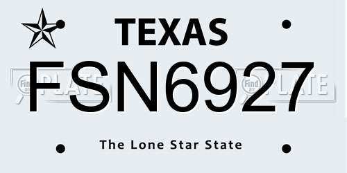 FSN6927 Texas License Plate