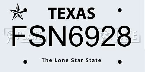 FSN6928 Texas License Plate