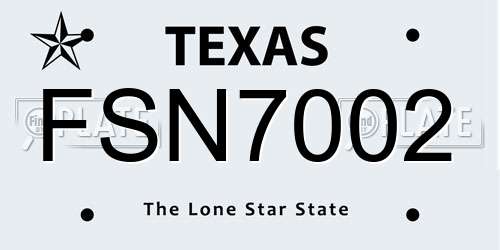 FSN7002 Texas License Plate