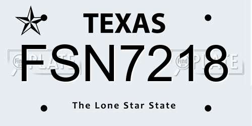 FSN7218 Texas License Plate