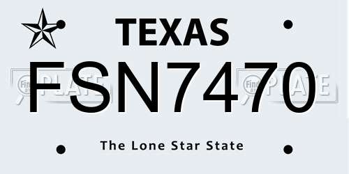 FSN7470 Texas License Plate