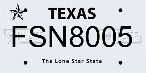 FSN8005 Texas License Plate