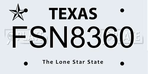 FSN8360 Texas License Plate