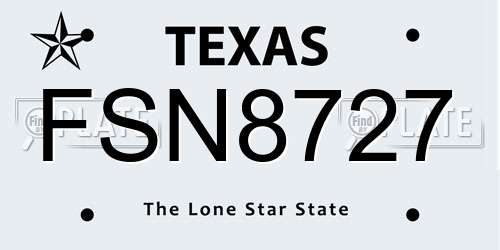 FSN8727 Texas License Plate